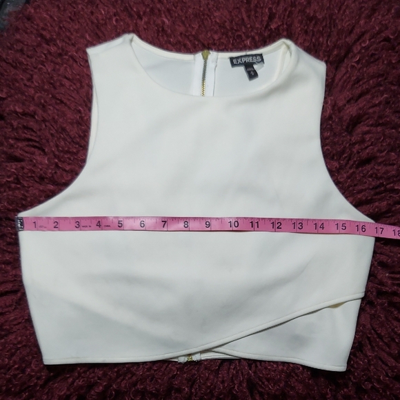Express Cream Asymmetrical Crop Tank Top - Picture 9 of 9